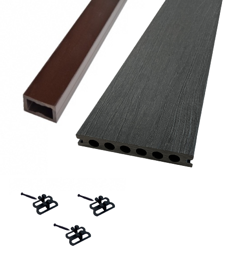 KIT Complet Terrasse Bois Composite SUPRADECK - Noir - 22x140x2200 mm